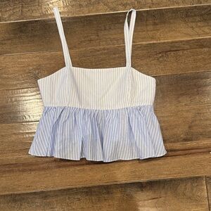 Zara Blue and White Striped Top